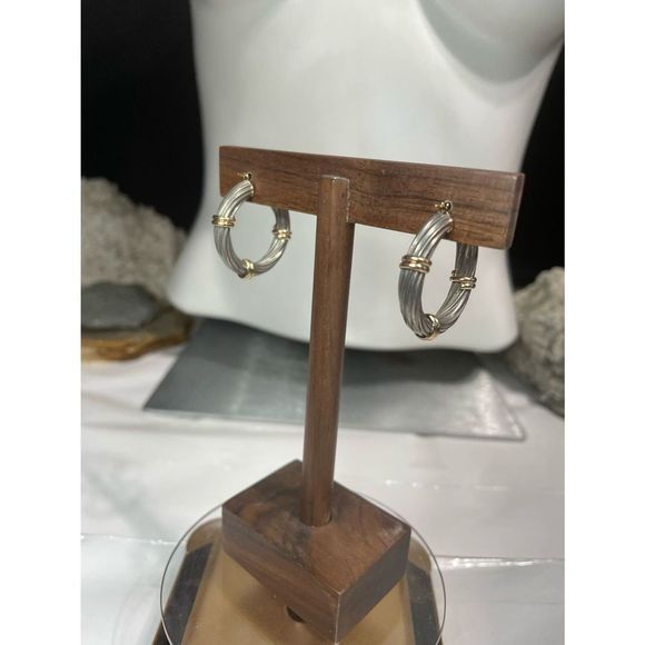 Sterling silver 14k gold hoop earrings